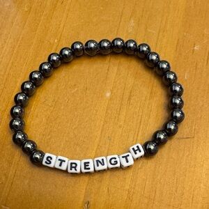 Black Beaded Strength Bracelet